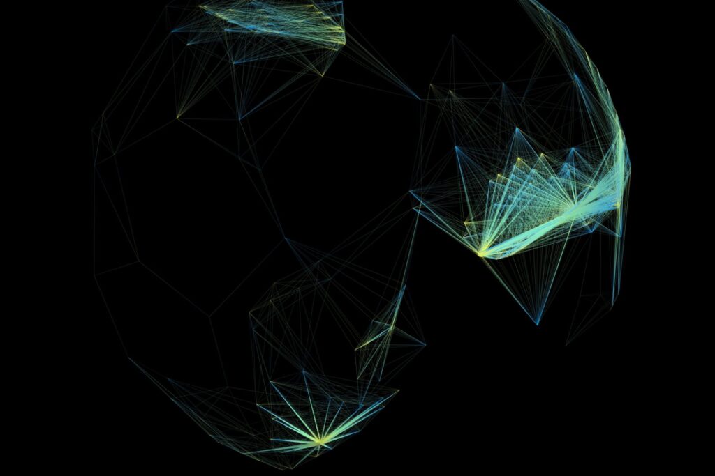 A globe with lines connecting dots